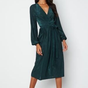 Bubbleroom Occasion Wrap Tie Midi Dress Petrol 34