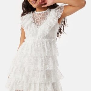 Bubbleroom Occasion Lace Frill Short Dress White XL