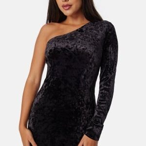 BUBBLEROOM One Shoulder Velvet Dress Black S