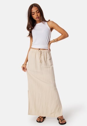 BUBBLEROOM Linen Blend Maxi Skirt Light beige XL