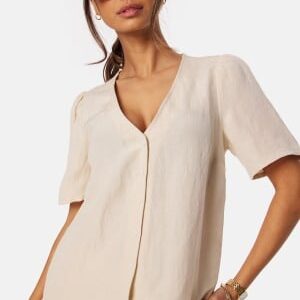 BUBBLEROOM Linen Blend Blouse Light beige S