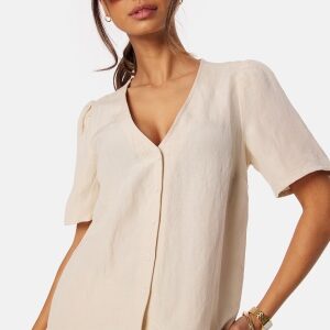 BUBBLEROOM Linen Blend Blouse Light beige XS