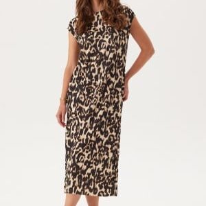 BUBBLEROOM Pleated Cap Sleeve Dress Patterned S