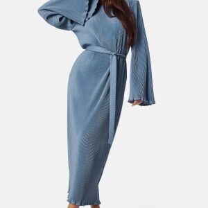 BUBBLEROOM Pleated Tie Midi Dress Dusty blue S