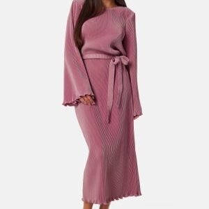 BUBBLEROOM Pleated Tie Midi Dress Pink S