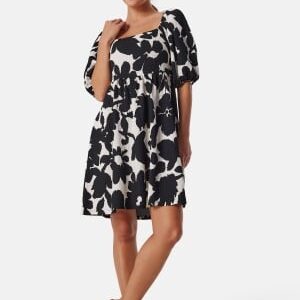 BUBBLEROOM Puff Sleeve Short Dress Patterned S