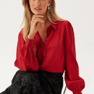 BUBBLEROOM Puff Sleeve Structured Shirt Red 36