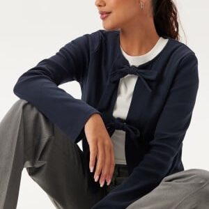 BUBBLEROOM Rib Bow Cardigan Navy S