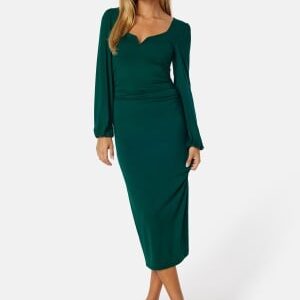 BUBBLEROOM Rudina puff sleeve midi dress Dark green S