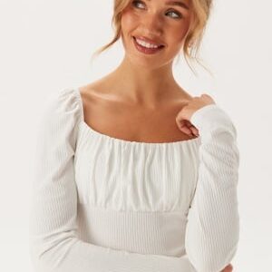 BUBBLEROOM Rushed Square Neck Long Sleeve Top White S