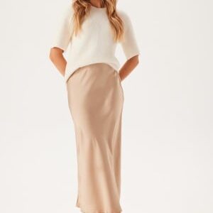 BUBBLEROOM Satin Midi Skirt Light beige XS