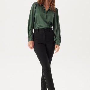 BUBBLEROOM Satin Puff Sleeve Shirt Green 36