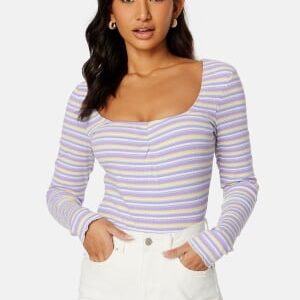 BUBBLEROOM Selda ls striped top Lilac / Yellow / Striped S