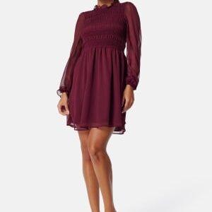 BUBBLEROOM Smock L/S Dress  Wine-red M