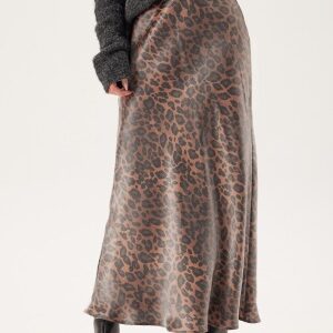 BUBBLEROOM Shimmer Midaxi Skirt Leopard/Brown XS