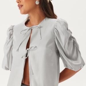 BUBBLEROOM Short Puff Sleeve Blouse Silver S