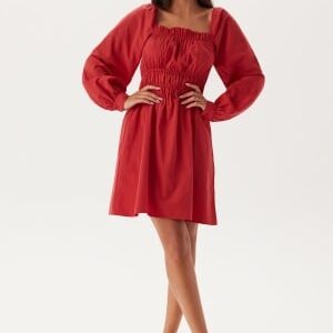 BUBBLEROOM Smock Short Dress Red XL