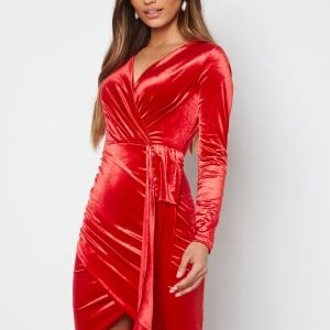 BUBBLEROOM Snapshot Drape Dress Red XS