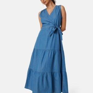 BUBBLEROOM Denim Flounce Dress Light blue 36