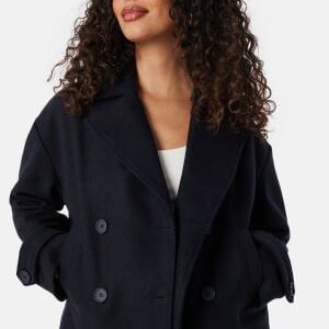 BUBBLEROOM Sophie Short Wool Blend Coat Dark navy 42