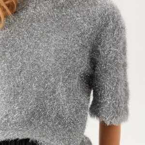 BUBBLEROOM Sparkling Knitted Short Sleeve Sweater Silver S