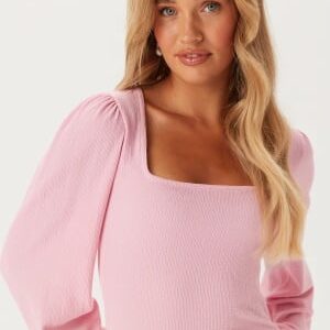 BUBBLEROOM Square Neck Balloon Sleeve Top Light pink 3XL