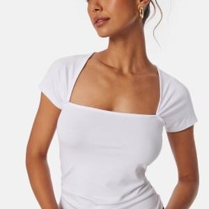 BUBBLEROOM Square Neck Short Sleeve Top White M