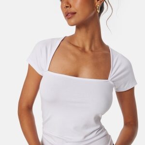 BUBBLEROOM Square Neck Short Sleeve Top White XS