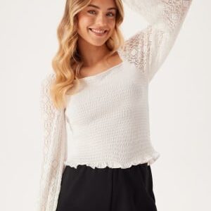 BUBBLEROOM Square Neck Smock Top White S