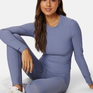 BUBBLEROOM Stefania Soft Rib Top Blue-grey M