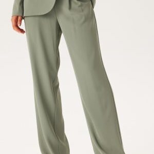 BUBBLEROOM Straight Leg Pleated Suit Pants  Dusty green 36