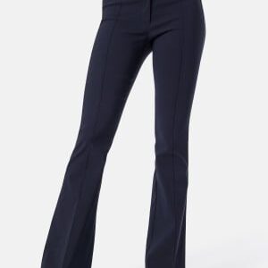 BUBBLEROOM Mid Waist Stretchy Flared Trousers Navy 44