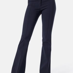 BUBBLEROOM Mid Waist Stretchy Flared Trousers Navy 34