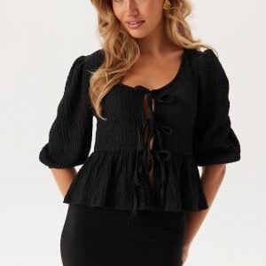 BUBBLEROOM Structure Flounce Top Black XL