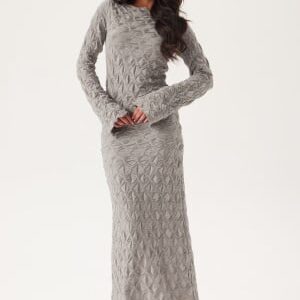 BUBBLEROOM Structure Long Sleeve Midi Dress Light grey S