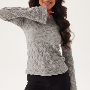 BUBBLEROOM Structure Long Sleeve Top Light grey S