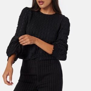 BUBBLEROOM Structure Puff Sleeve Top Black S