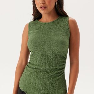 BUBBLEROOM Structure Sleeveless Top Khaki green XS