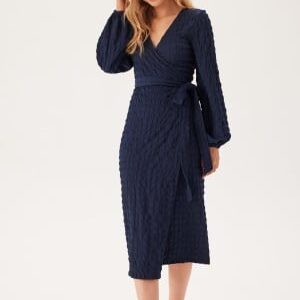 BUBBLEROOM Structure Wrap Dress Navy S