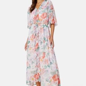 BUBBLEROOM Summer Luxe Frill Maxi Dress Pink / Floral S