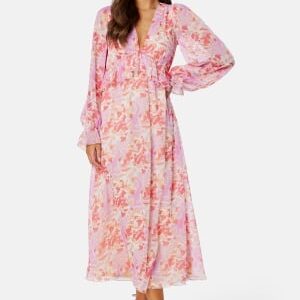 BUBBLEROOM Summer Luxe Frill Midi Dress Pink / Multi 4XL