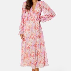 BUBBLEROOM Summer Luxe Frill Midi Dress Pink / Multi 2XL