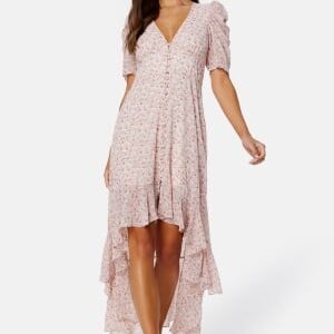 BUBBLEROOM Summer Luxe High-Low Midi Dress Pink / Floral 44