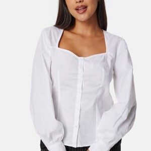 BUBBLEROOM Sweetheart Neck Poplin Shirt White 34