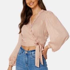 BUBBLEROOM Taylin Frill Wrap Blouse Pink S