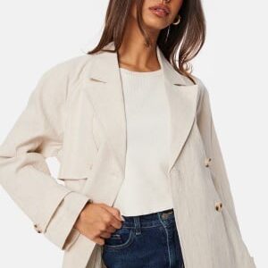 BUBBLEROOM Thelma Linen Trenchcoat Light beige S