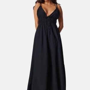 BUBBLEROOM Tie Strap Maxi Dress  Black XS