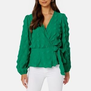 BUBBLEROOM Triniti wrap blouse Jade-green 36