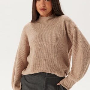 BUBBLEROOM Turtleneck Knitted Sweater Light beige M