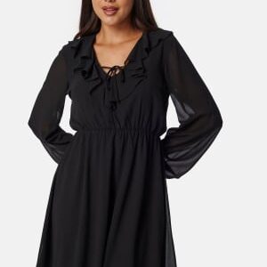 BUBBLEROOM V-neck Short Frill Dress Black L